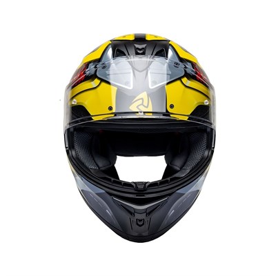 Nukro 986-A Glossy Black Yellow Red Kapalı Kask 