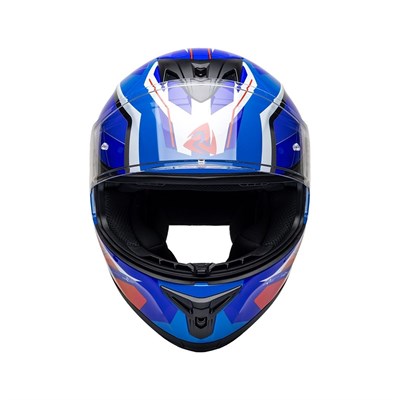 Nukro 986-A Glossy Blue Red White Kapalı Kask