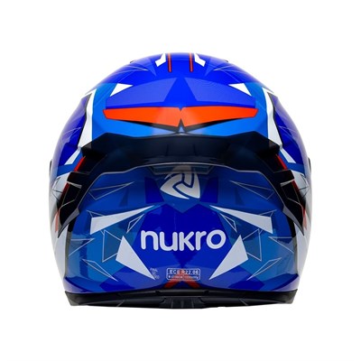 Nukro 986-A Glossy Blue Red White Kapalı Kask