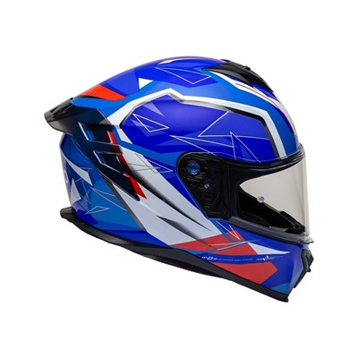 Nukro 986-A Glossy Blue Red White Kapalı Kask