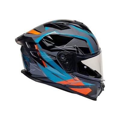 Nukro 986-A Glossy Gray Green Orange Kapalı Kask 