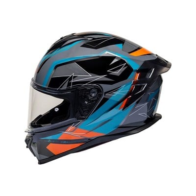 Nukro 986-A Glossy Gray Green Orange Kapalı Kask 