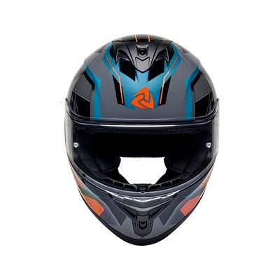 Nukro 986-A Glossy Gray Green Orange Kapalı Kask 