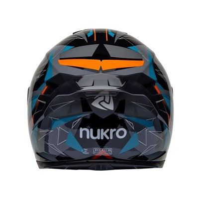 Nukro 986-A Glossy Gray Green Orange Kapalı Kask 