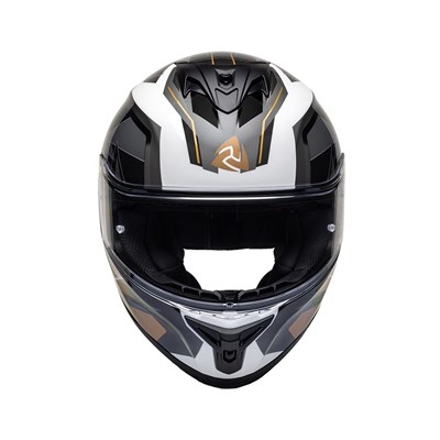 Nukro 986-A Glossy White Brown Gray Kapalı Kask 