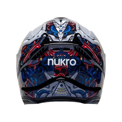 Nukro 987 Glossy Black Blue Red Kapalı Kask 
