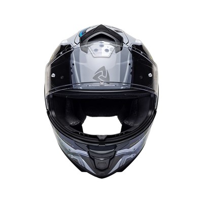 Nukro 987 Glossy Black Blue Red Kapalı Kask 