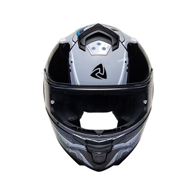 Nukro 987 Glossy Black Blue Red Kapalı Kask 