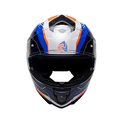 Nukro 987 Glossy Black Fluo Orange Blue Kapalı Kask 