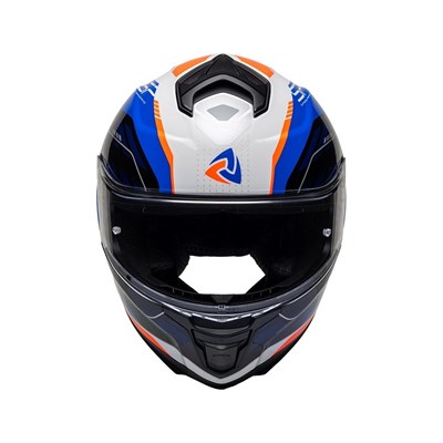 Nukro 987 Glossy Black Fluo Orange Blue Kapalı Kask 