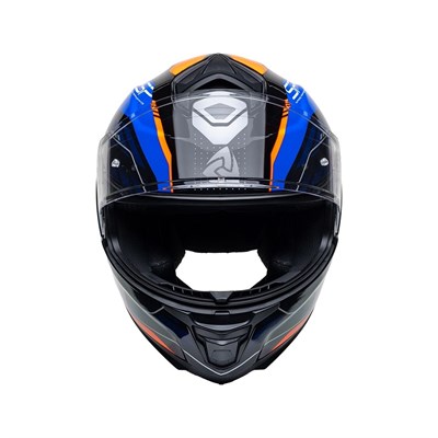 Nukro 987 Glossy White Fluo Orange Blue Kapalı Kask 