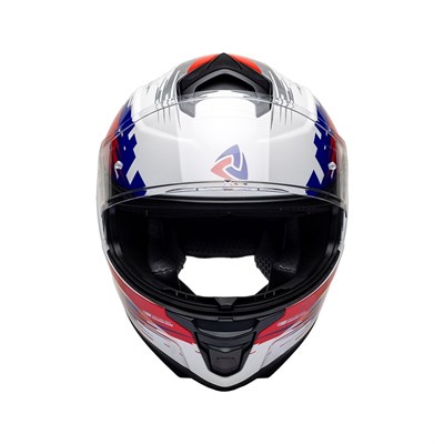 Nukro 987 Glossy White Red Blue Kapalı Kask 