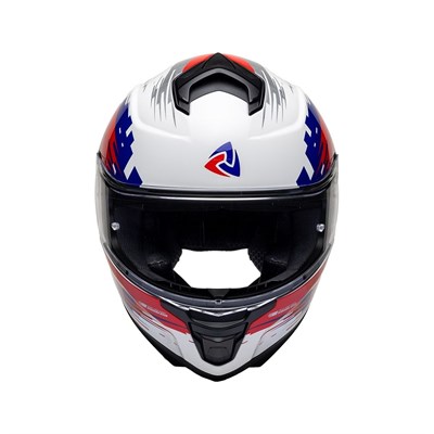 Nukro 987 Glossy White Red Blue Kapalı Kask 