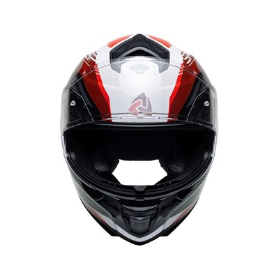 Nukro 987 Glossy White Red Gray Kapalı Kask 
