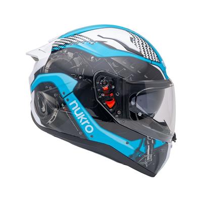 Nukro B-506 Level White-Blue Kapalı Kask 