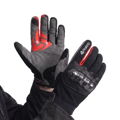 Nukro Carbon NELVO Yazlık Motosiklet Eldiveni - Kırmızı
