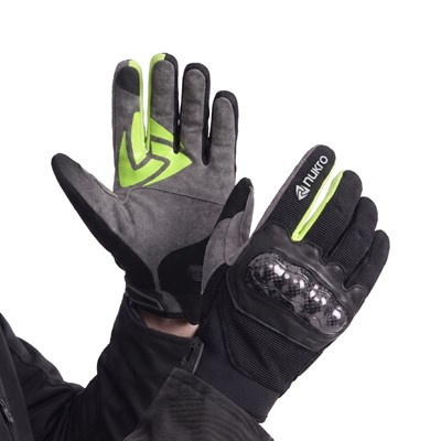 Nukro Carbon NELVO Yazlık Motosiklet Eldiveni - Neon Sarı