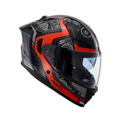 Nukro YM-853 Combat Red Black Kapalı Kask
