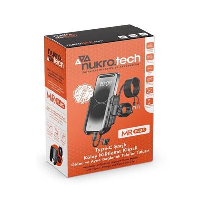 Nukrotech MR PLUS TYPE C Şarjlı Motosiklet Telefon Tutucu