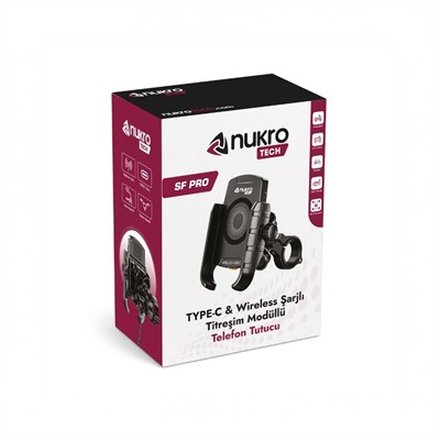 SF Pro 4 Yastıklı Titreşim Modüllü Motosiklet Telefon Tutucu – 15W Kablosuz Şarj & USB-C Hızlı Şarj