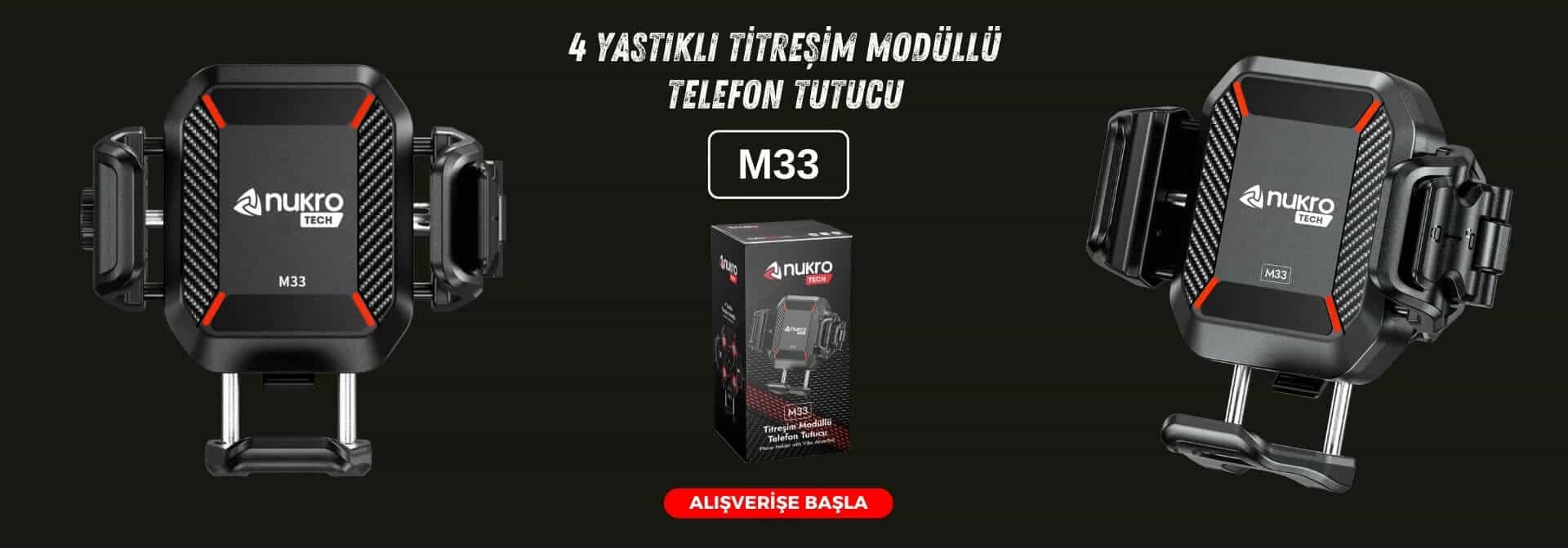 M33 4 Yastıklı Yeni Nesil Titreşim Önleyicili Motosiklet Telefon Tutucusu