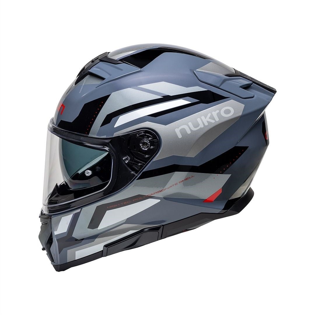 Nukro 912-SV Glossy Black Gray Kapalı Kask