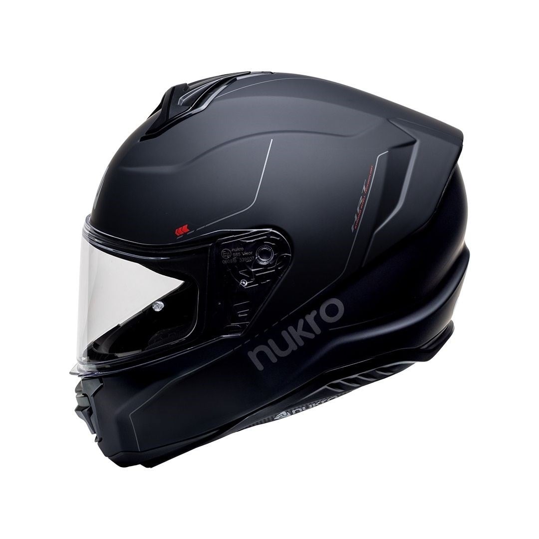Nukro 987 Matt Black Red Kapalı Kask 