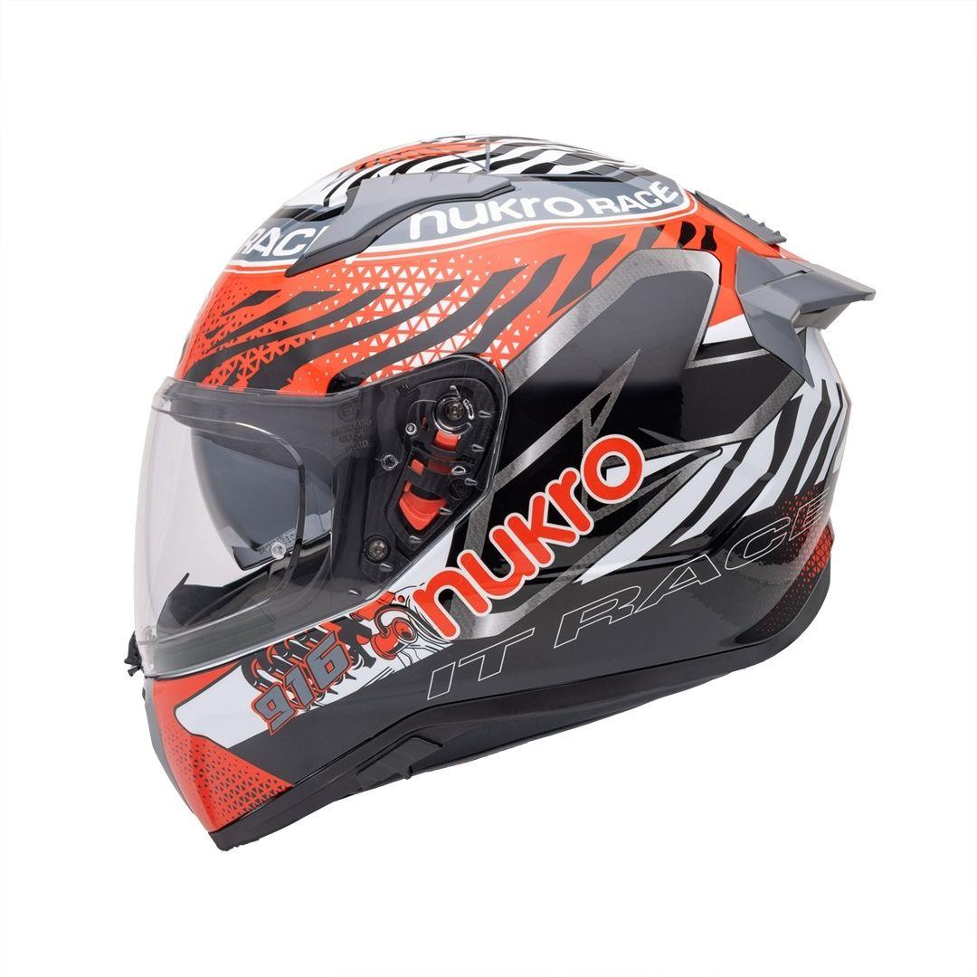 Nukro B-506 Combo White-Red-Grey-Yellow Kapalı Kask 
