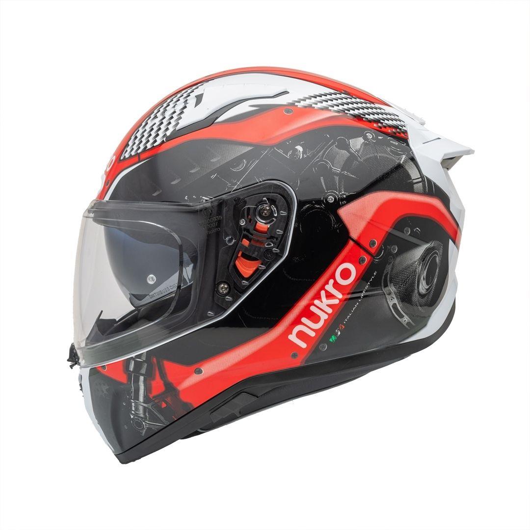 Nukro B-506 Level White-Red Kapalı Kask 