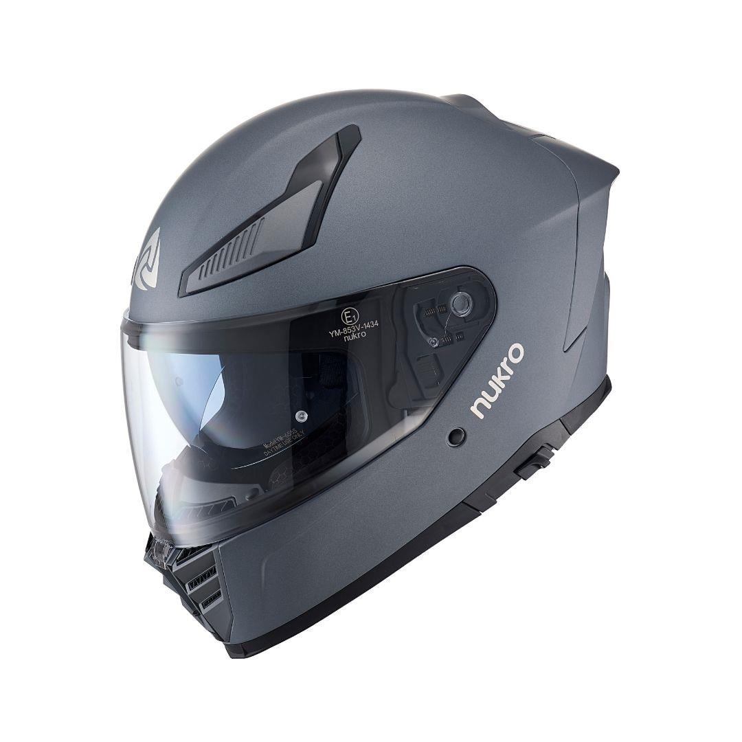 Nukro YM-853 Solid Matt Silver Kapalı Kask