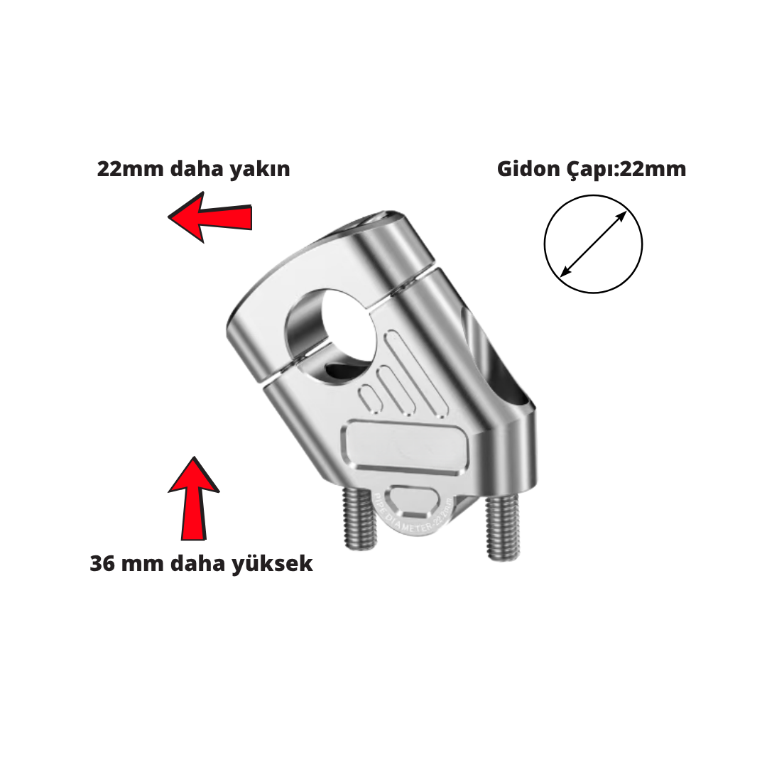 Nukropart 22mm Gidonlar İçin Gidon Yükseltme
