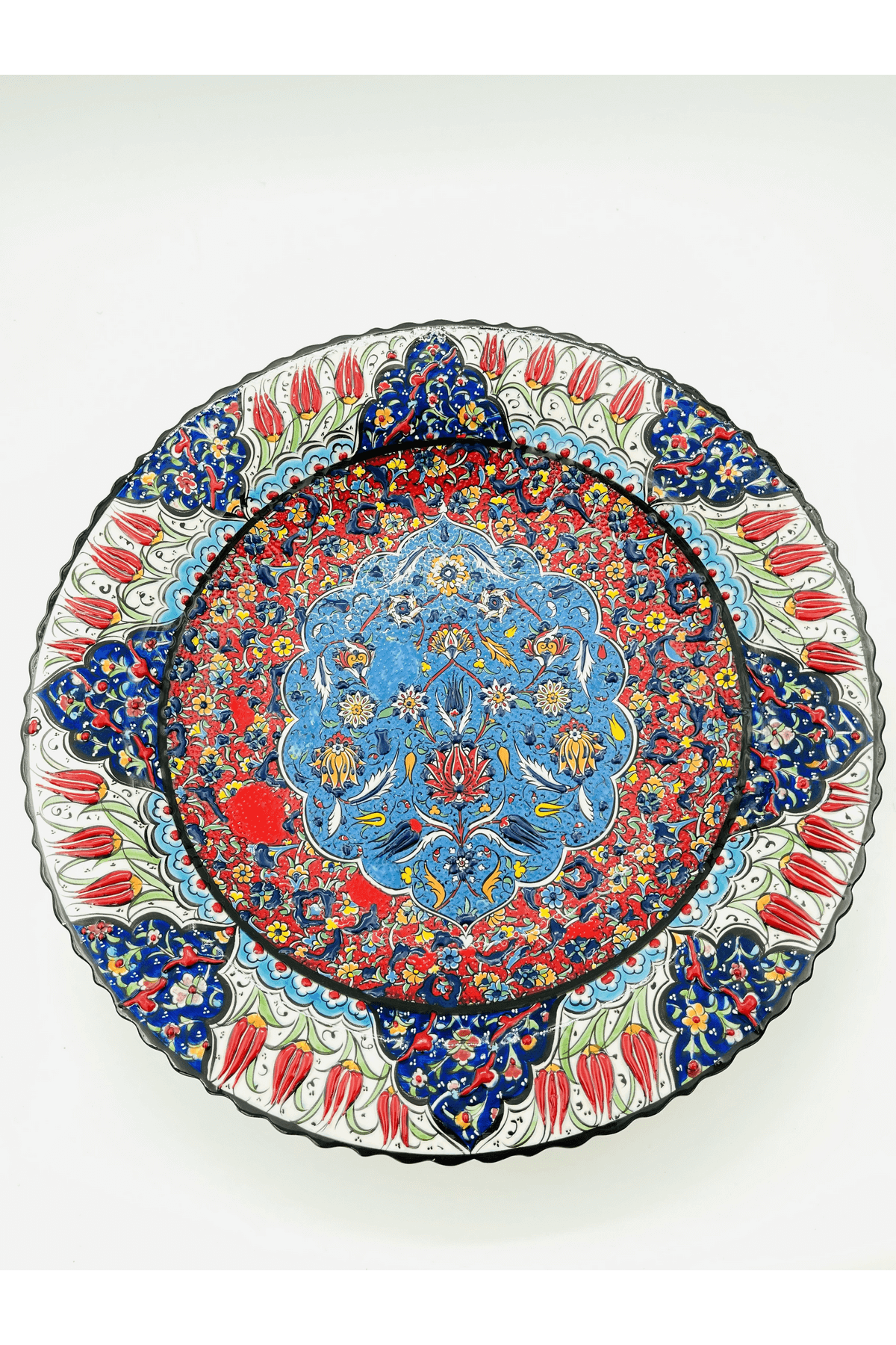 Ceramic Wall Plate Handmade Turkish Boho Wall Art Decorative  Home Kitchen Office Wall & Desk Gift