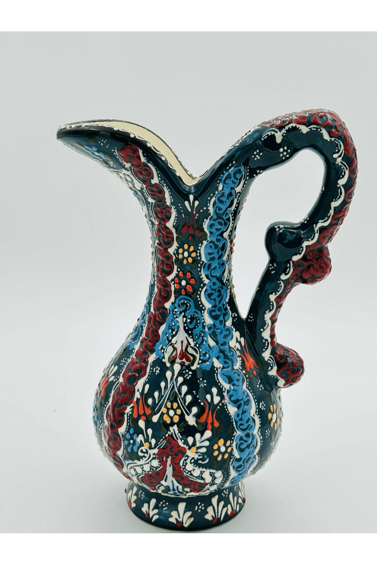 Decorative Turkish Ceramic Pitcher Vase, Decorative Ceramic Vase, Ceramic Water Jug, Pitcher Vase