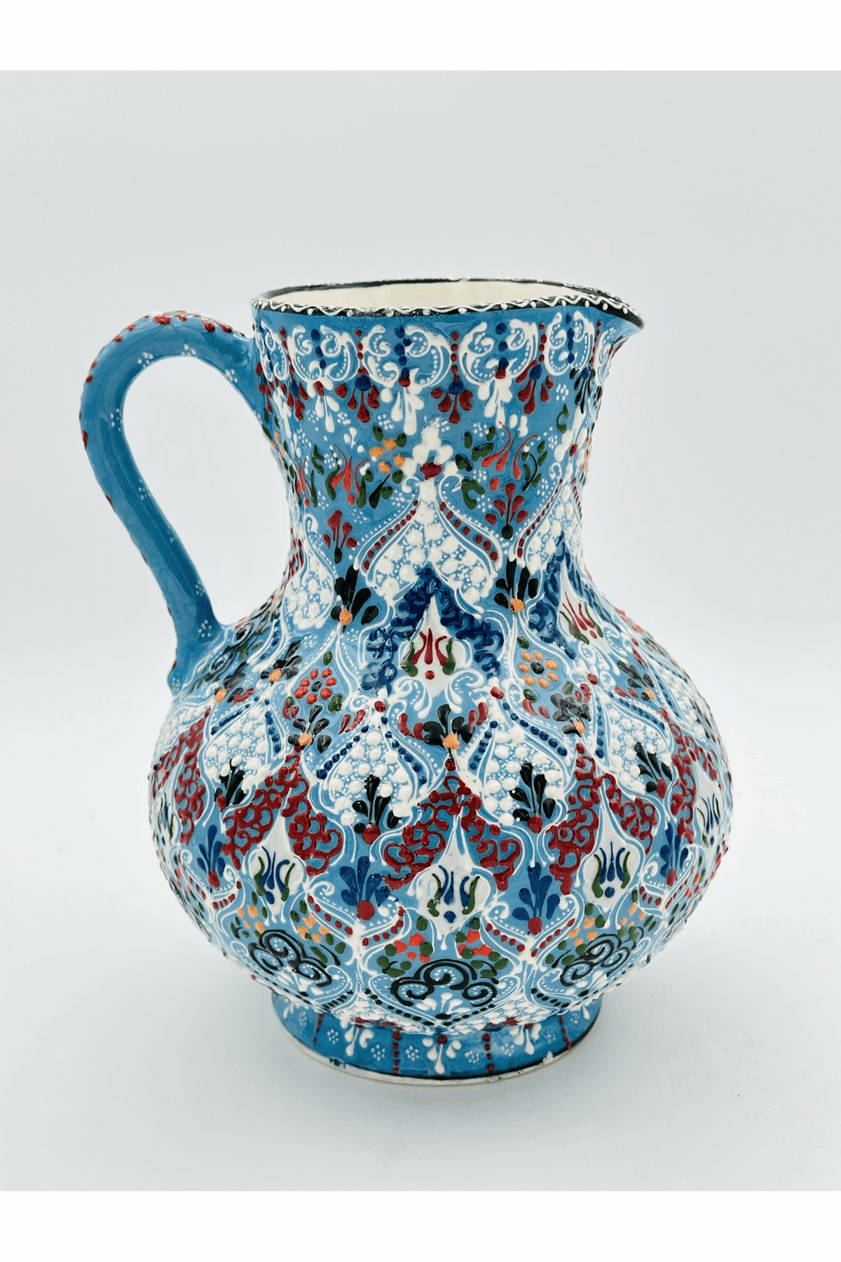 Decorative Turkish Ceramic Pitcher Vase, Decorative Ceramic Vase, Ceramic Water Jug, Pitcher Vase