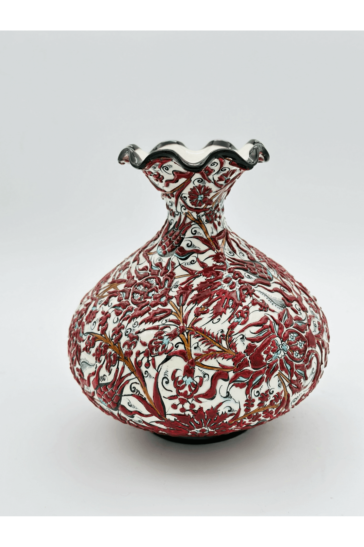 Handmade Turkish Ceramic Vase,Large Decorative Vase,Handmade Ceramic Jar With Lid,Centerpiece Vase,Table Top Decor,Home Decor