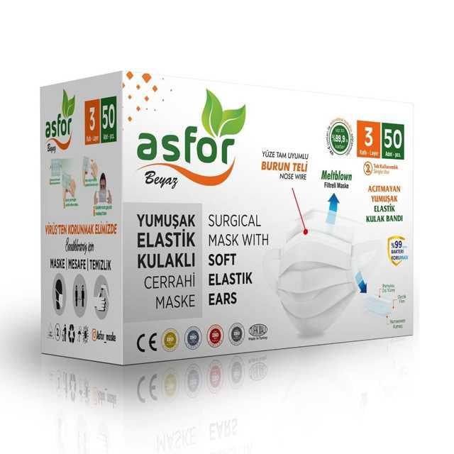 Asfor 50 li Elastik Kulaklı Meltblown Maske