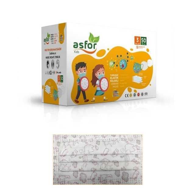 Asfor 50li Elastik Kulaklı Meltblown Çocuk Maske