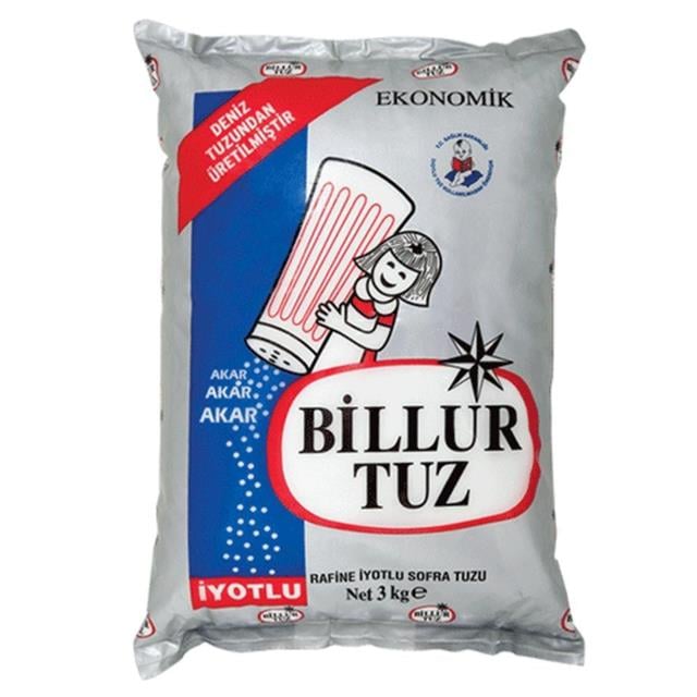 Billur Tuz  3kg Ekonomik Poşet İyotlu