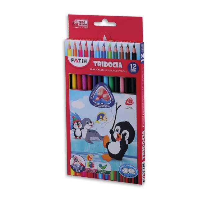 Fatih 12 Renk Tridocia Tam Boy Kuru Boya Kalemi