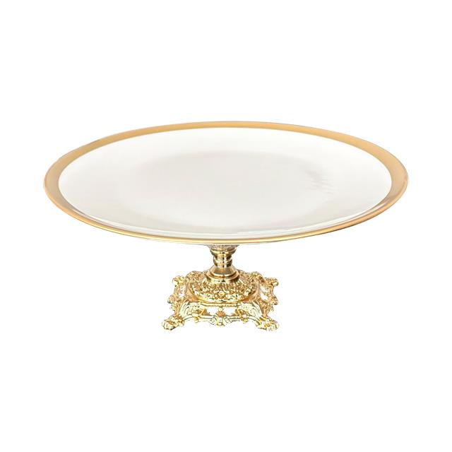GOLD YALDIZLI 25cm  AYAKLI PORSELEN SUNUMLUK