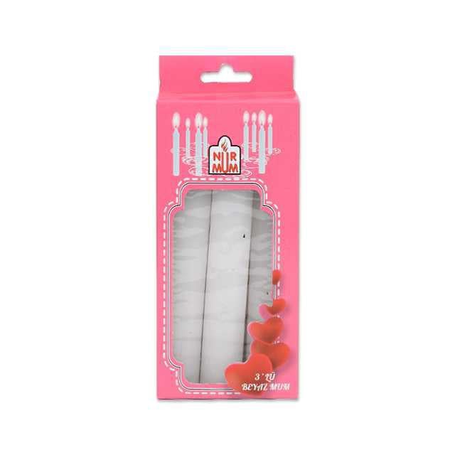 Nur X-403 3 lü Beyaz Mum