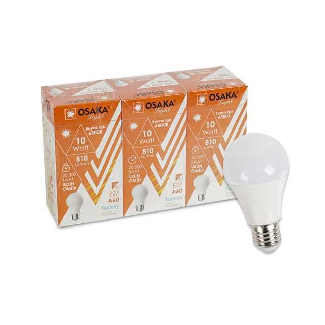 Osaka 10W 3lü Beyaz Led Ampül