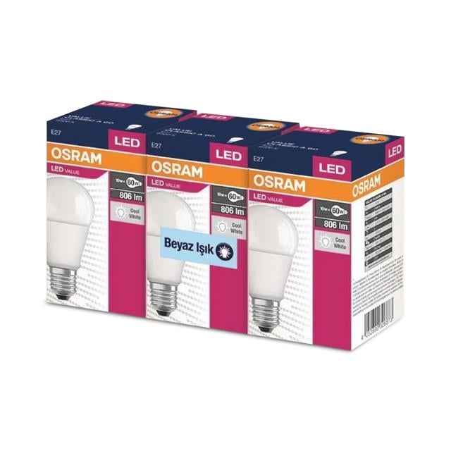 Osram E-27 8,5w 3lü Beyaz Led Ampul