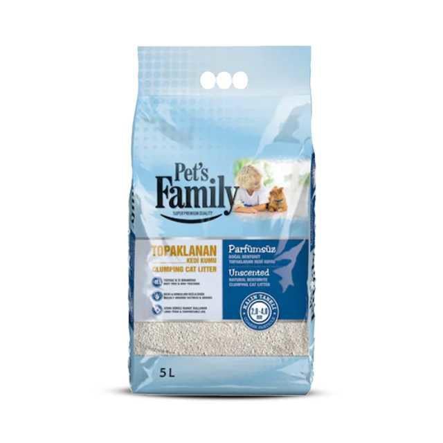 Pet`s Family Naturel Kalın Bentonit Kedi kumu 5Lt