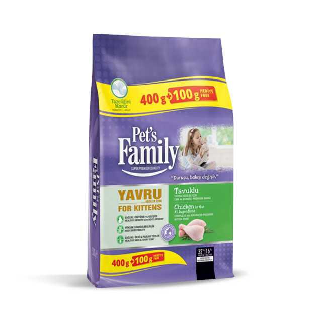 Pets Family Tavuklu Yavru Kedi Maması 400+100gr