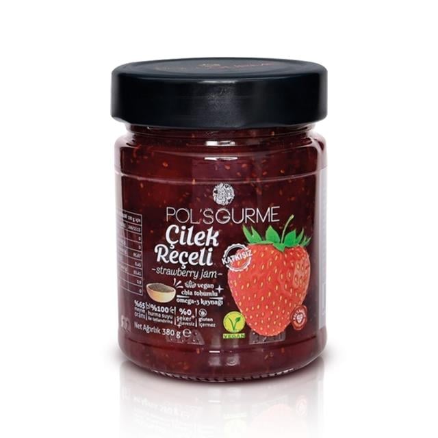 Pol`s Chia Tohumlu Vegan Çilek Reçeli 380 gr