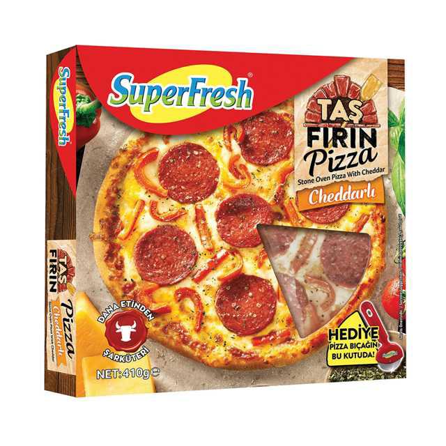 Süperfresh Taşfırın Sucuk Cheddarlı Pizza 410gr