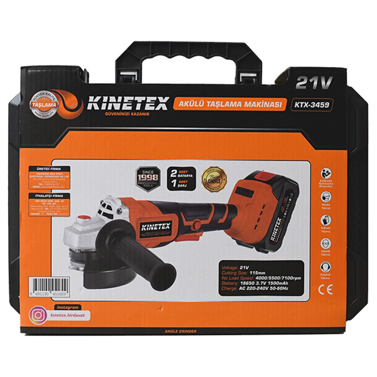 KINETEX 3459 21V CIFT AKULU AVUC TASLAMA