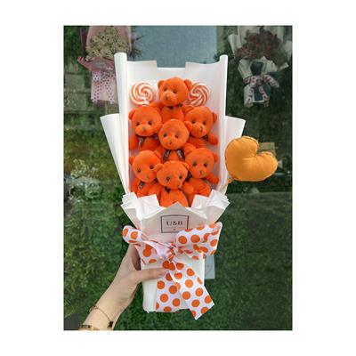 Orange Pelush Teddy Bear Flowers
