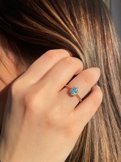 Altın Opal Mavi Taşlı Yüzük 14 AyarAltın Opal Mavi Taşlı Yüzük 14 Ayar